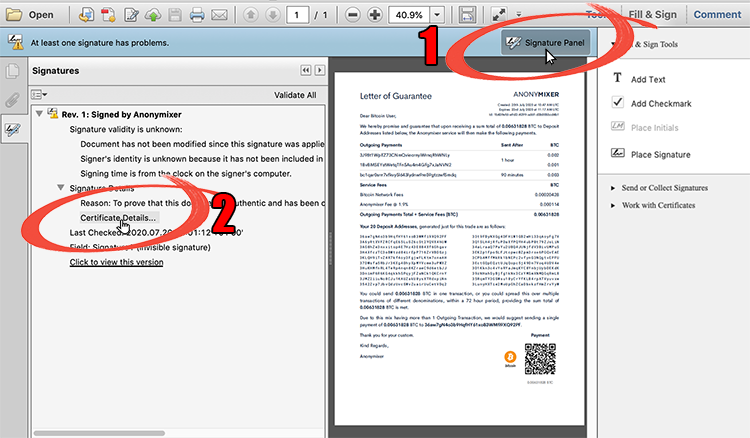 Trusting CryptoMixer's Signing Certificate Step 1